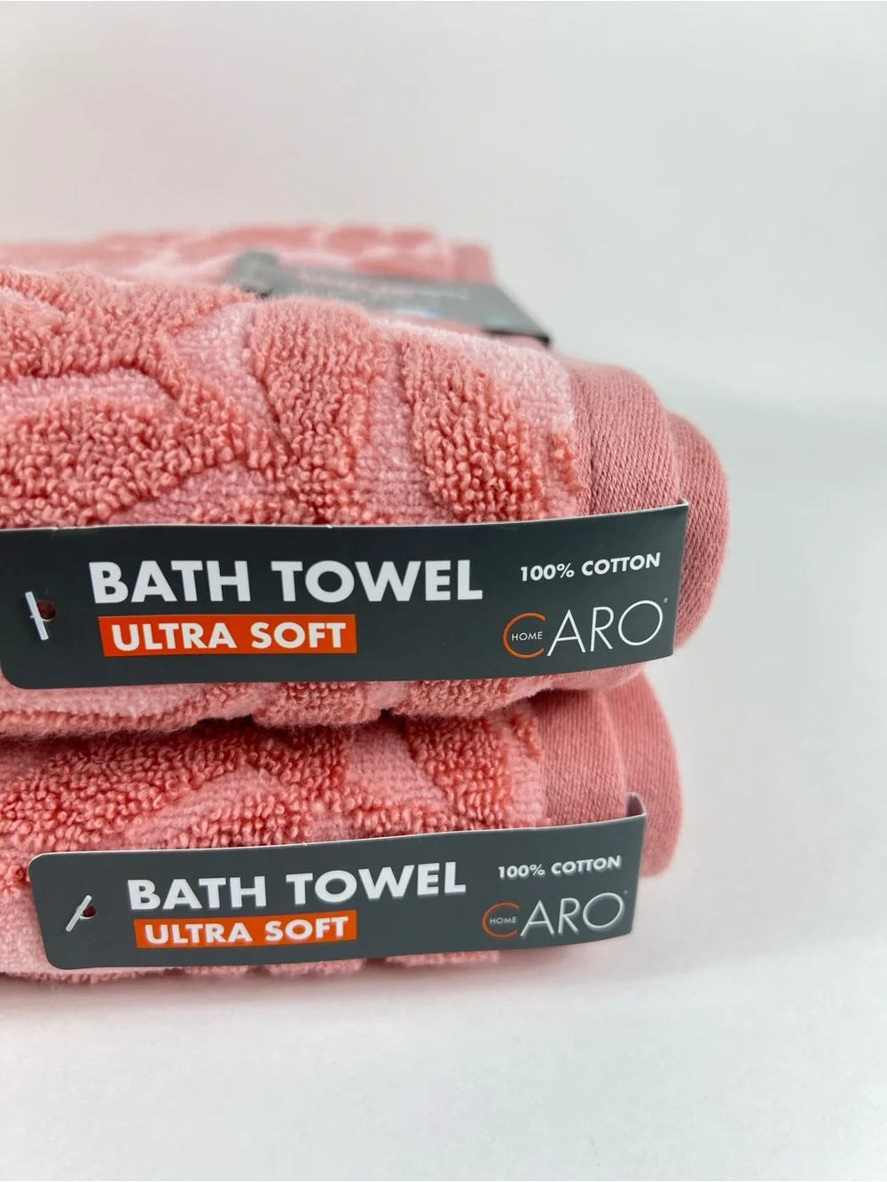 Caro Home Bath Towels Pink Floral Textured Ultra Soft 100% Cotton 2 Pc NEW